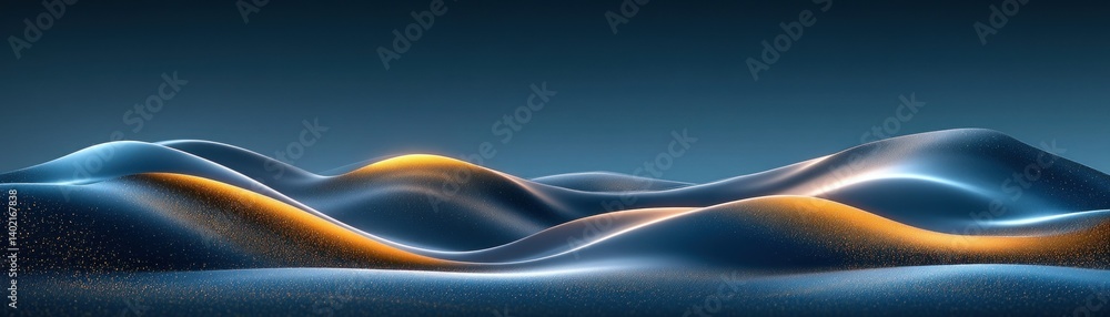 Poster abstract depiction of glowing hills with gradient color transitions