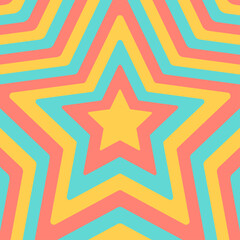 同心状の星、イメージ背景、ポップなデザイン、装飾的な放射型図形、正方形サイズ