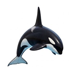 Obraz premium Killer whale swimming alone isolated on white background with wide aspect 
