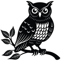 owl perched on a branch silhouette
