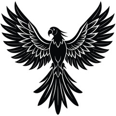 Fototapeta premium macaw spreading wings silhouette