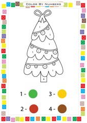 Worksheets for children – kids activity – color by numbers