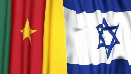 Flags of CAMEROON and Israel with realistic cloth texture