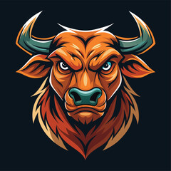 bull mascot logo design vector with modern illustration concept style for badge, emblem and t-shirt printing. angry bull illustration for sports team.