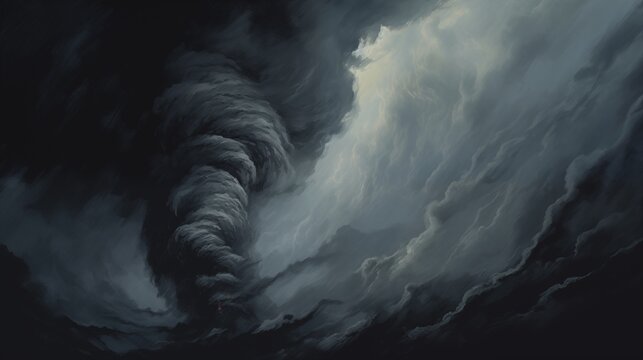 A swirling tornado with a dark sky,generative ai illustration