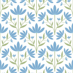 青い花のパターン模様のイラスト