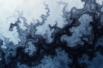 Mesmerizing Ink Swirls: Abstract Photography of Silver & Black Organic Patterns in Water