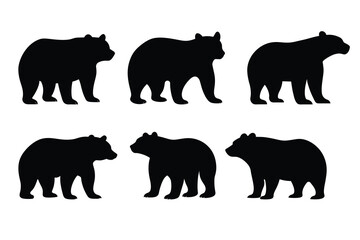 Most popular Bear set of animals silhouettes vector on white background