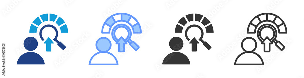 Aufkleber Performance Evaluation icon set multiple style collection