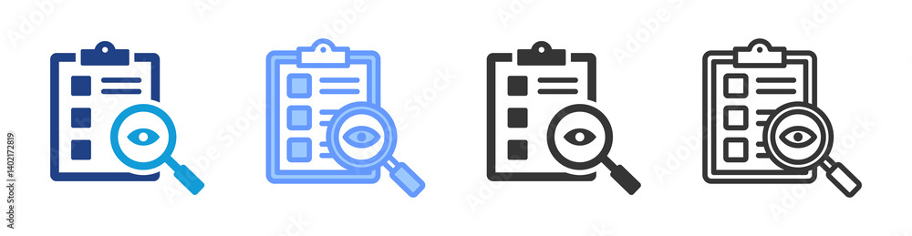 Poster Monitoring Program icon set multiple style collection