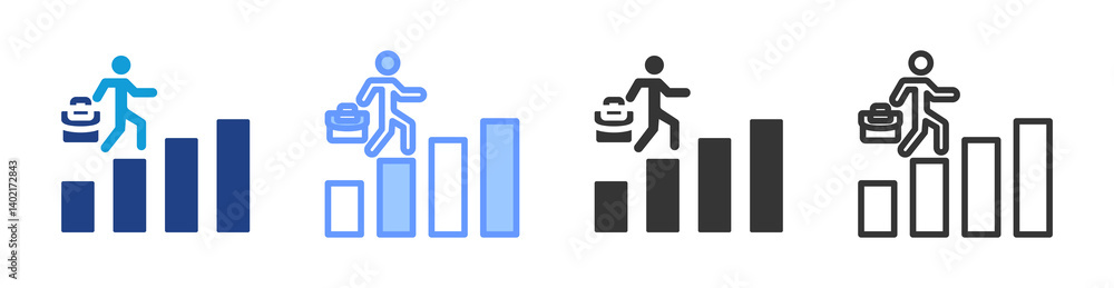 Aufkleber career path icon set multiple style collection