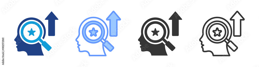 Poster high potential identification icon set multiple style collection