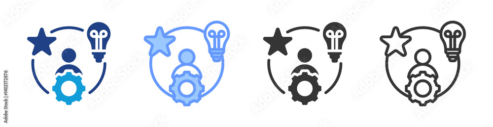 Poster Competence icon set multiple style collection