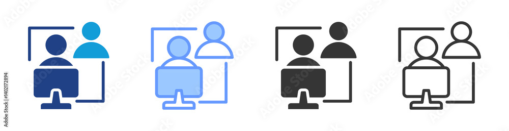 Poster job shadowing icon set multiple style collection