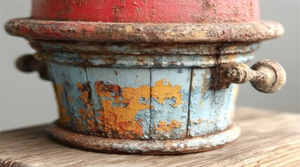 Fototapeta premium Rusty Metal Barrel Vintage Industrial Container Weathered Texture Close up Macro
