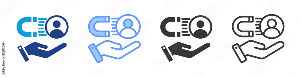Aufkleber employee retention icon set multiple style collection