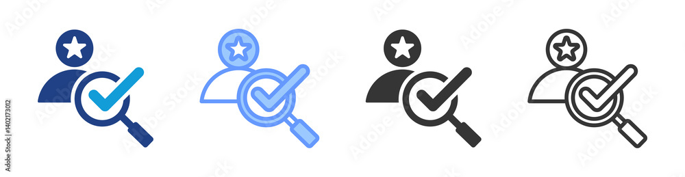 Poster talent review icon set multiple style collection
