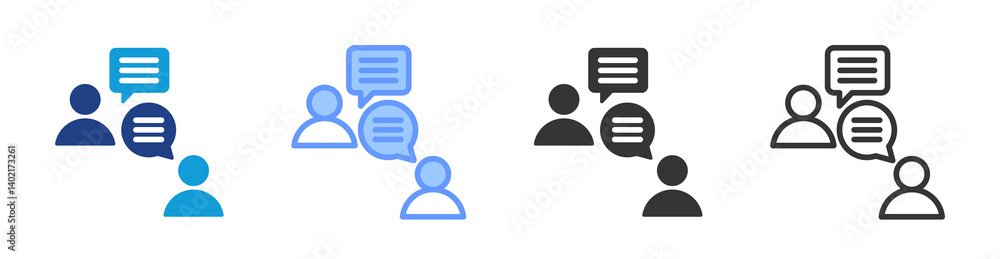 Poster communication icon set multiple style collection