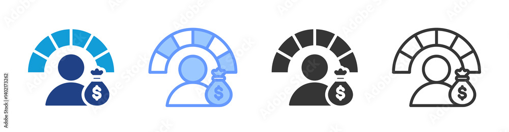 Poster Performance Based Incentives icon set multiple style collection