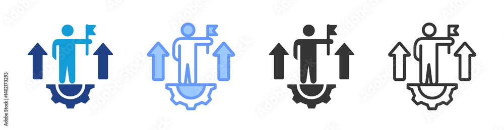 Poster leadership development icon set multiple style collection
