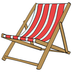 beach chair style line and color cute doodle illustration