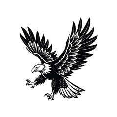 Obraz premium Eagle flying silhouette on white background, vector illustration on white background