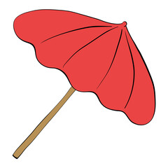 umbrella style line and color cute doodle illustration
