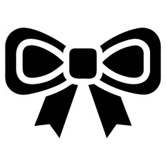Simple hand drawn style black and white ribbon bow icon