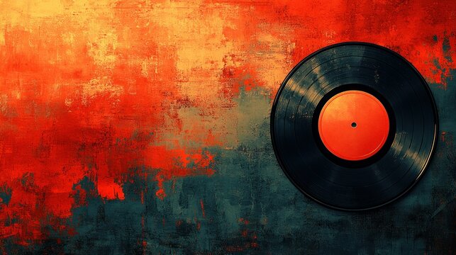 Vintage vinyl record on textured background