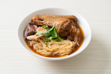 Braised duck noodles with brown soup