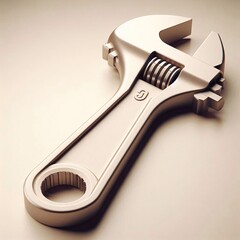 Obraz premium Close-up of a shiny silver adjustable wrench