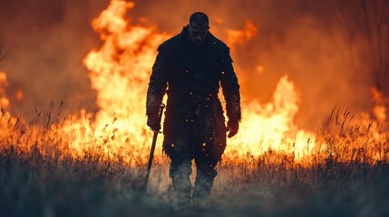 Warrior walks through fire