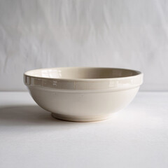 Vintage off-white ceramic bowl with a rustic, aged charm.
