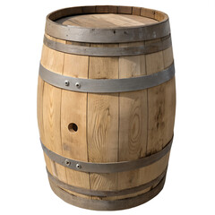 Wooden barrel on transparent background