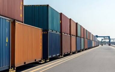 Colorful Shipping Containers on Railway Tracks