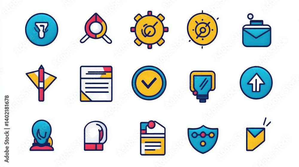 Poster vector icon set design for business and technology with modern style and colorful design elements fo