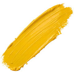 yellow paint stroke on transparent background