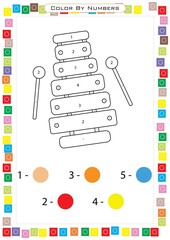 Worksheets for children – kids activity – color by numbers