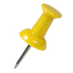 Yellow push pin isolated on transparent background