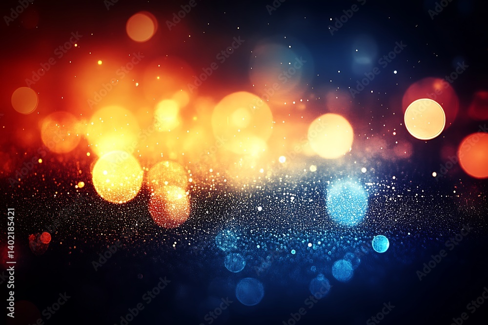 Poster abstract luminous bokeh display with a gradient spectrum of vibrant lights