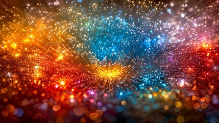 Fototapeta premium Luminous Abstract Fiber Optics: Vibrant Colors & Sparkling Lights