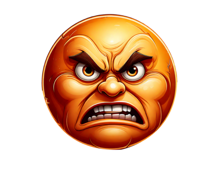 Angry Emoji Face on transparent background and white background