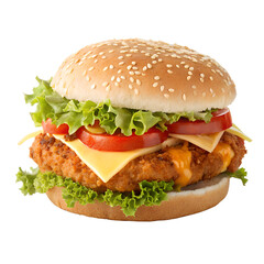 Crispy Zinger Burger Isolated on Transparent Background