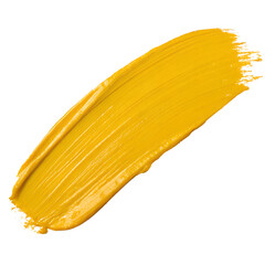 yellow paint stroke on transparent background