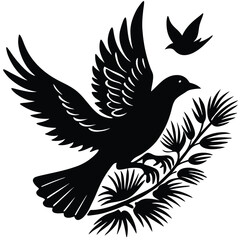 Naklejka premium bird flying out of an open palm silhouette