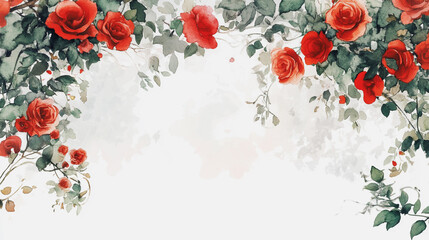 Elegant wedding invitation card background . Minimal hand painted watercolor botanical flowers texture template background. Design for wedding, vip cover, poster, rsvp moderncard.Valentine's Day

