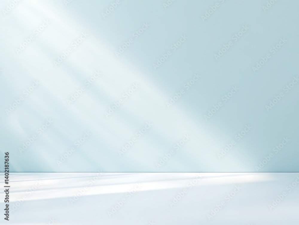 Poster clean minimalist studio with sunlight streaks background for product display
