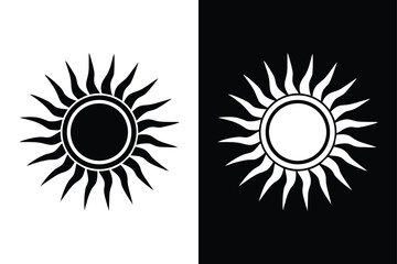Weather Sun Icon. Silhouette Vector of Sunshine and Atmospheric Conditions