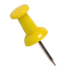 Yellow push pin isolated on transparent background