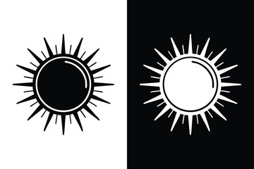 Sun Icon Silhouette. Vector Design with Rays for Weather and Forecast Use
